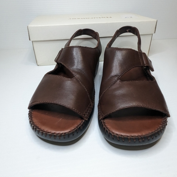 Naturalizer women's dune acorn leather slingback comfort sandals brown shoes 7 - Picture 4 of 13